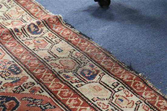 A Serabend rug with all-over boteh design in red, pink, blue and ivory, 195cm x 125cm